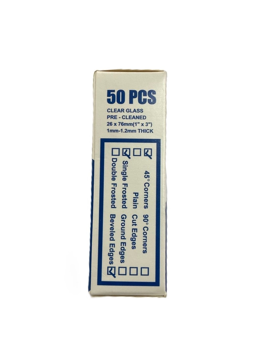 Microscope Slides Beveled Edge with 45° Corner Single Frosted End