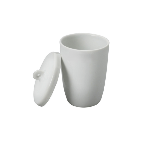 Porcelain Crucibles, High Wall with Lid,Glazed